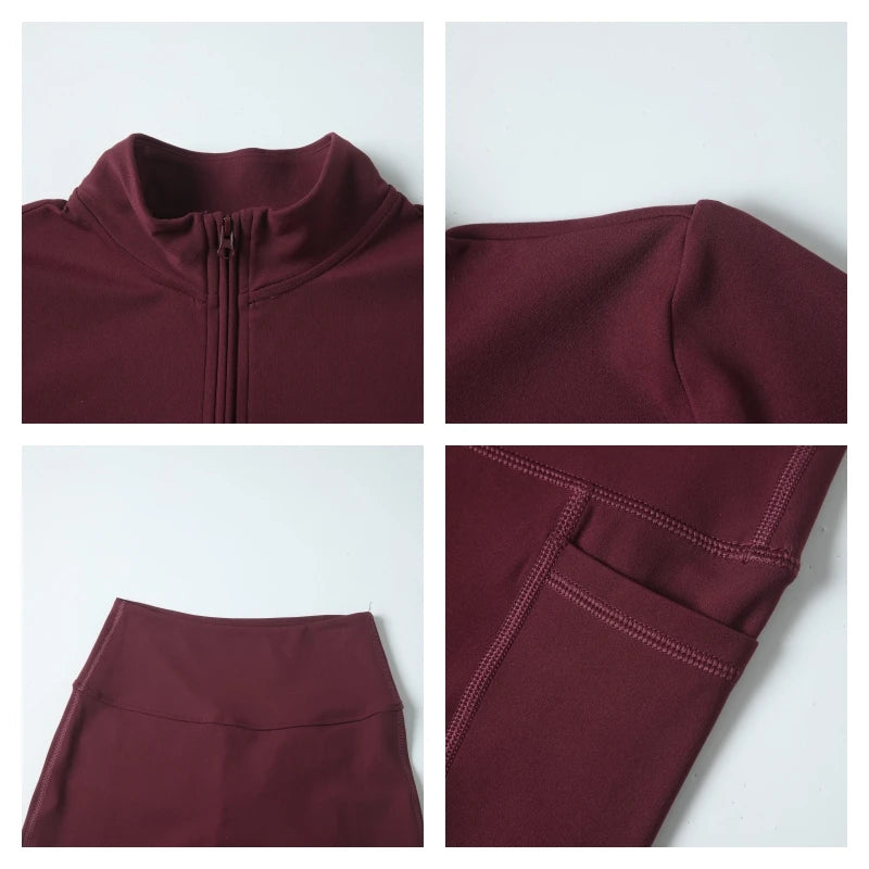 Liva Langarm Set Zip Oberteil + Flareleggings